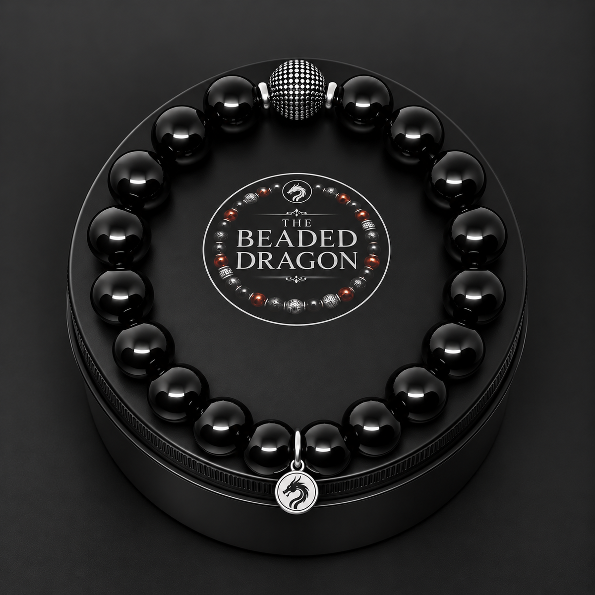 Obsidian & Stainless Steel Bracelet – 10mm Bead